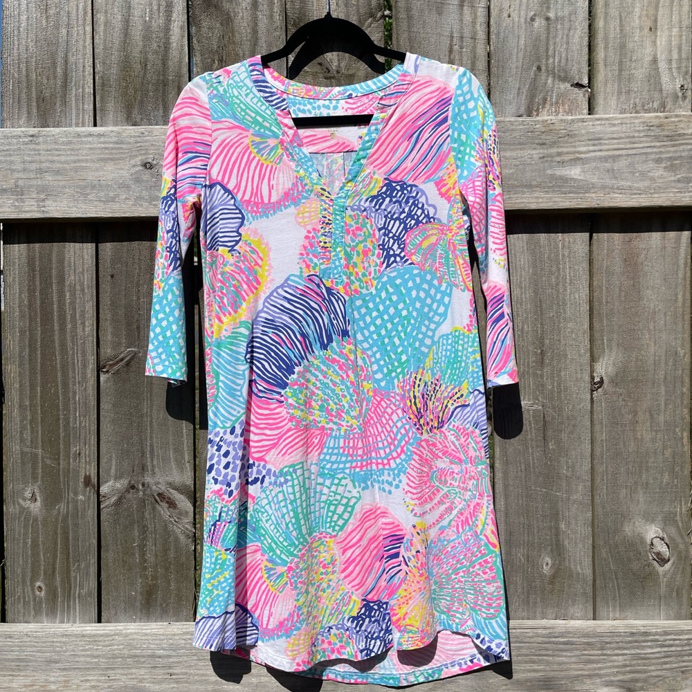 Lilly Pulitzer Multicolor Floral-Print Midi Dress - Pink, Aqua, Blue Sz XS